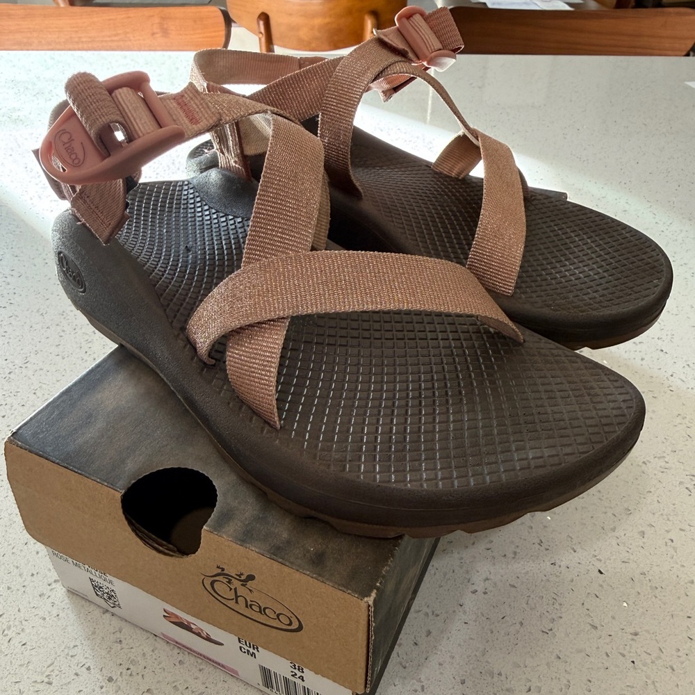 Chaco Rose Gold and Brown Women's Sandals - Picture 2 of 3